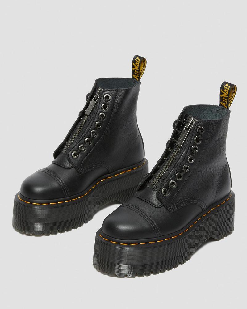 Black Women's Dr Martens Sinclair Max Pisa Leather Platform Boots | CA 256JPQ